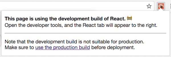 React DevTools на сайті, що використовує версію React для розробки